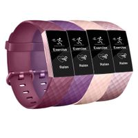Molitececool Classic Bands for Fitbit Charge 3/Charge 3SE-4pack Adjustable Sport Replacement Watch Strap for Men Women Large