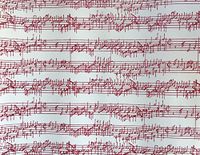 Red Musical Notes on Staff Christmas Gift Wrapping Paper 30" x 12'