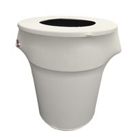 LA Linen Stretch Spandex Trash Can Cover 55-Gallon Round, White