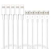 Cables, Luyishi 10FT 3M Charging Cables USB Cords Data Lines Compatible Durable Powerline White 5 Pack