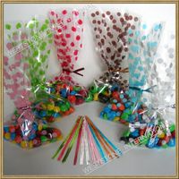 150pcs 5"x 8"Polka Dot" Gift Cello Bag (6 Colors) + Twist Ties