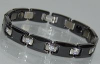 Black Ceramic Power Energy Magnet Therapy Bracelet with Magnets and Germanium (Link Removal Tool Included)- 38BR