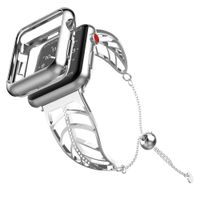 UooMoo Women Crystal Diamond Bracelet with Case Compatible Apple Watch Band 38mm, Ladies Girls Stainless Stee Metal Strap Jewelry Wristband Bangle Chain Compatible Apple iWatch 1 2 3 Black