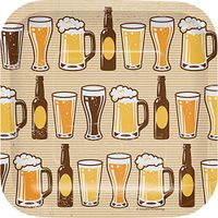 Club Pack of 96 Brown and Yellow Decorative Cheers & Beers Luncheon Plate 7”