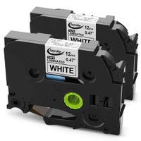 Replace TZe Tape 12mm 0.47 Laminated White TZe-231 (TZ-231) Black on White TZ Tape Compatible with Brother P-touch PT-D400 PT-D210 PT-D600 PT-1280 PT-1800 Label Makers, 26.2 Feet (8 Meter), 2-Pack