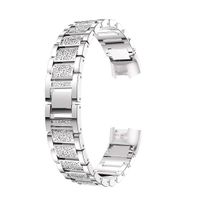 TeaBoy Stainless Steel Bands Compatible with Fitbit Charge 3 for Women, Bling Replacement Fit bit Charge 3 Band Bracelet with All Rhinestones Diamond Accessories Watch Band