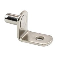 Rok Hardware 1/4" L-Shaped Support Furniture Cabinet Closet Shelf Bracket Pegs with Hole, Nickel, 25 Pack