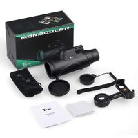 TELMU 12X50 HD Monocular Telescope BAK4 Prism Waterproof Fogproof Monoculars Scope Compact Portable for Watching Moon Bird Wildlife Camping Travelling Smartphone Adapter
