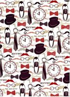 Retro Gentleman Rolled Gift Wrap Paper 2 Full Sheets 27 inches x 39 inches