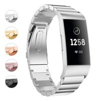 Wekin Replacement Stainless Steel Metal Bands Compatible for Charge 3, Women Men Strap Bracelet Wristbands Accessories for Charge 3 SE, with Hand Removal Tool
