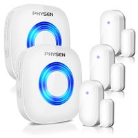 Physen Wireless Door/Window Sensor Chime kit with 3 Magnetic Door Sensors and 2 Receivers with Operating at 600-feet Range,4 Volume Levels with 52 Melodies Chimes for Home/Office/Stores