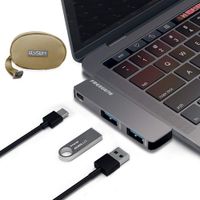 USB Type-C HUB Adapter with 40Gbs Thunderbolt 3, USB 3.0 Port, USB 2.0 Port, USB C Power Delivery for New 13" or 15" MacBook Pro 2016 and 2017 with Electronics Accessories Travel Organizer Pouch