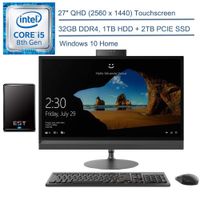2020 Lenovo IdeaCentre 520 27" QHD Touchscreen All in One Desktop Computer, 8th Gen Hexa-Core i5-8400T (Beats i7-7700T), 32GB DDR4, 1TB HDD + 2TB PCIE SSD, Windows 10 + EST 500GB External Hard Drive