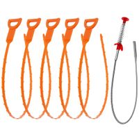 Vastar 6 in 1 Drain Snake Hair Drain with 5 Packs Drain Auger Clog Remover Cleaning Tool & 1 Pack Drain Relief Tool (5+1)
