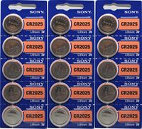15 Genuine Sony CR2025 3v Lithium 2025 Coin Batteries Freshly Packed by Sony