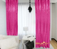 ShinyBeauty Sequin Curtain 2 Panels Glitter Backdrop 6FT Fuchsia Sequin Backdrop 8FT Photography Background Backdrop for Pictures
