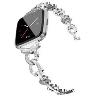 Wearlizer Compatible with for Fitbit Versa/Versa 2 /Versa Lite/Versa SE Bands for Women Dressy Accessories Silver Small Large Fitbit Versa Band Strap Bracelet Bangle for Fitbit Versa (Silver)