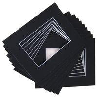 Pack of 50 11x14 Black Picture Mats Mattes with White Core Bevel Cut for 8x10 Photo