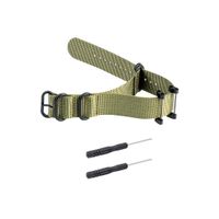 Sencato Suunto Core Upgraded 24mm Soft Breathable Woven Nylon NATO Canvas Replacement Band, Wrist Strap, Black Metal Adapter (Army Green)