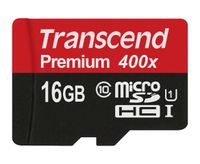 Transcend 16GB MicroSDHC Class 10 UHS-1 Memory Card with Adapter Up to 60MB/s (TS16GUSDU1P)