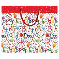 Entertaining with Caspari Happy Birthday Paper Gift Bag, Large, 1-Count