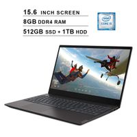 2019 Lenovo IdeaPad S340 15.6 Inch Laptop (Intel Quad-Core i5-8265U up to 3.9GHz, 8GB DDR4 RAM, 512GB SSD (Boot) + 1TB HDD, Intel UHD Graphics 620, WiFi, Bluetooth, HDMI, Windows 10) (Black)