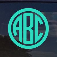 Custom Circle Monogram Initials Vinyl Decal/Sticker Cars YETI Cup Laptop Phone (3", Mint/Teal)