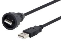 L-COM U2A00009-05M USB Cable, USB Type A Plug, USB Type A Plug, 500 mm, 19.7 inch, USB 2.0, Black
