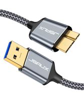 USB 3.0 Micro Cable, JSAUX 2 Pack (3.3ft+6.6ft) USB 3.0 A to Micro B Cable Charger Nylon Braided Cord Compatible with Samsung Galaxy S5, Note 3, Note Pro 12.2, Hard Drive, Camera etc. (Grey)