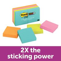 Post-it Super Sticky Notes, Bright Neons, Sticks and Resticks, 67% Plant-Based Adhesive by Weight, 1 7/8 in. x 1 7/8 in, 8 Pads/Pack, (622-8SSMIA)