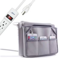 Great Useful Stuff G.U.S. Bedside Charging Caddy Organizer and Butler for Laptops, Readers, Phones, and Books and T.V. Remotes - with 6-Outlet AC Power Strip