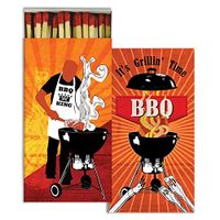 HomArt Large Decorative It's Grill Time Candle and Fireplace Wood Matches