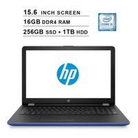 HP 2019 Newest 15.6 Inch Premium Flagship Laptop (Intel Quad Core i5-8250U up to 3.40 GHz, 16GB DDR4 RAM, 256GB SSD + 1TB HDD, Intel UHD Graphics 620, DVD, HD Webcam, Windows 10) (Blue)