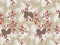 Pack Of 1, Woodland Berry Pine 24" X 417' Kraft Roll Christmas Premium Gift Wrap Papers For 175 -200 Gifts Made In USA