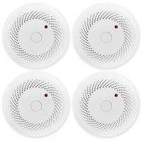 4 Pack Battery Operated Smoke Detector & Fire Alarm with Photoelectric Sensor,Easy to Install with Test Button