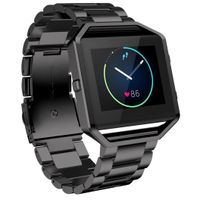 For Fitbit Blaze Band with Frame, AISPORTS Fitbit Blaze Watch Band Stainless Steel Smart Watch Band Replacement Band Bracelet Buckle Wristband with Frame for Fitbit Blaze Fitness Accessories - Black