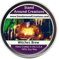 Premium 100% All Natural Soy Wax Aromatherapy Candle - 6oz Tin - Scent: Witches Brew - A celebration of patchouli, cinnamon and cedarwood.