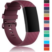 Velavior Waterproof Bands for Fitbit Charge 3 / Charge3 SE, Replacement Wristbands for Women Men Small Large (Sangria, Large)