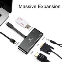 USB C Hub Dual Display, 5-in-1 Adapter with HDMI and VGA, Audio, USB 3.0, 60W Type C Charging Port Compatible with MacBook Pro, ChromeBook, XPS, Samsung S9, etc., Space Gray