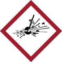 Brady 118870 Coated Paper GHS Explosive Picto Labels , Black/Red On White,  1" Height x 1" Width,  Pictogram "Explosive" (16 Labels, 1 Card per Package)