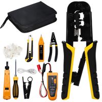 SILIVN Network Tool Kit Set, RJ11/45 Crimping Tool Kit for CAT5/CAT6，Professional Computer Maintenacnce Lan Cable Tester Network Repair Tool Set - Pack of 9