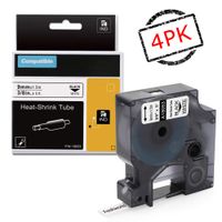 Replace Industrial Dymo Rhino 18053 Heat Shrink Tubes Wire Cable Labels Tape, Compatible for DYMO Rhino 4200,5000,5200,6000, RhinoPro Label Maker, LabelWriter, Black on White, 3/8Inch x 5Feet, 4 Pack
