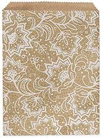 Made in USA 125-Count Party Favor Lace Print Kraft Paper Flat Merchandise Bags (8.5" X 11")