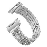 UKCOCO Sparkling Rhinestone Smartwatch Strap Replacement Bracelet Adjustable Wristband Bling Watchband Fit for Fitbit Ionic (Silver)