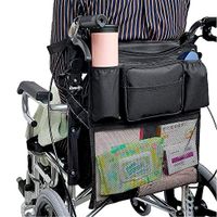Wheelchair Accessories, Waterproof Wheelchair Bags Organizer to Hang on Back Mesh Net Black Storage Organizers for Home/Outdoor/Car (Black Half net)