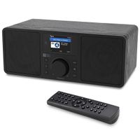 Ocean Digital WiFi/FM Internet Radio WR230S Alarm Clock Radio with Bluetooth Receiver & Ethernet Port, Stereo Speakers, Line Out, Aux in, 20,000+ Stations, 2.4" Color Display- Black in Wooden Case