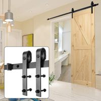 Homedex Sliding Barn Door Hardware Kit Black 6.6FT J Steel Set