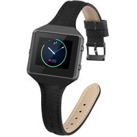 YiJYi Slim Woven Leather Bands Compatible with Fitbit Blaze,Chic Canvas Fabric Band Plus Soft Leather Lining Replacement Strap Wristband (Black/Black Frame)