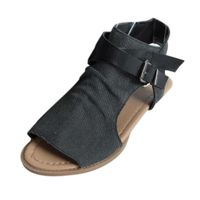 Hemlock Women Flat Sandals, Office Low Heel Sandals Ankle Slipper Sandals Shoes Platform Sandals (US:8.5, Black)