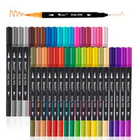 Dual Markers Brush Pen, Colored Pen Fine Point Art Marker & Brush Highlighter Pen for Adult Coloring Hand Lettering Writing Planner Art Supplier(36 Colors Pen Set)